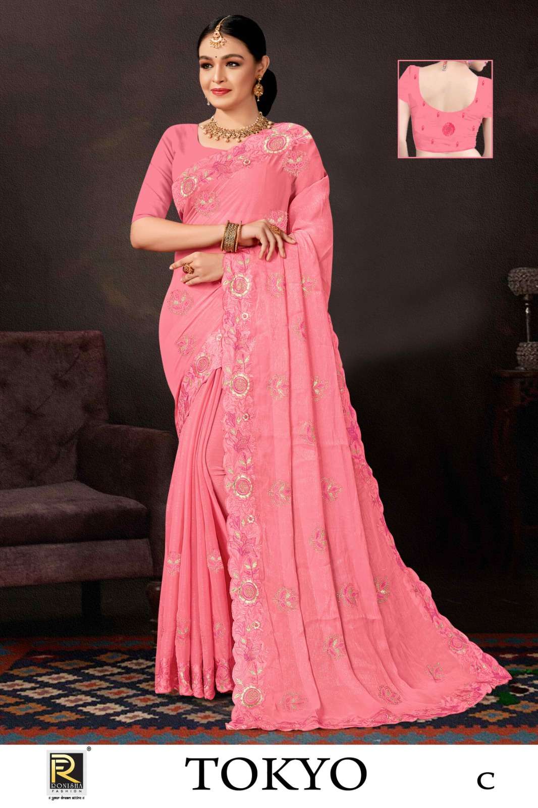 TOKYO  BY RONISHA SAREE  FANCY FABRICS  SIROSKI DIAMOND AND EMBROIDERY WORK SUPER HIT COLLECTION 