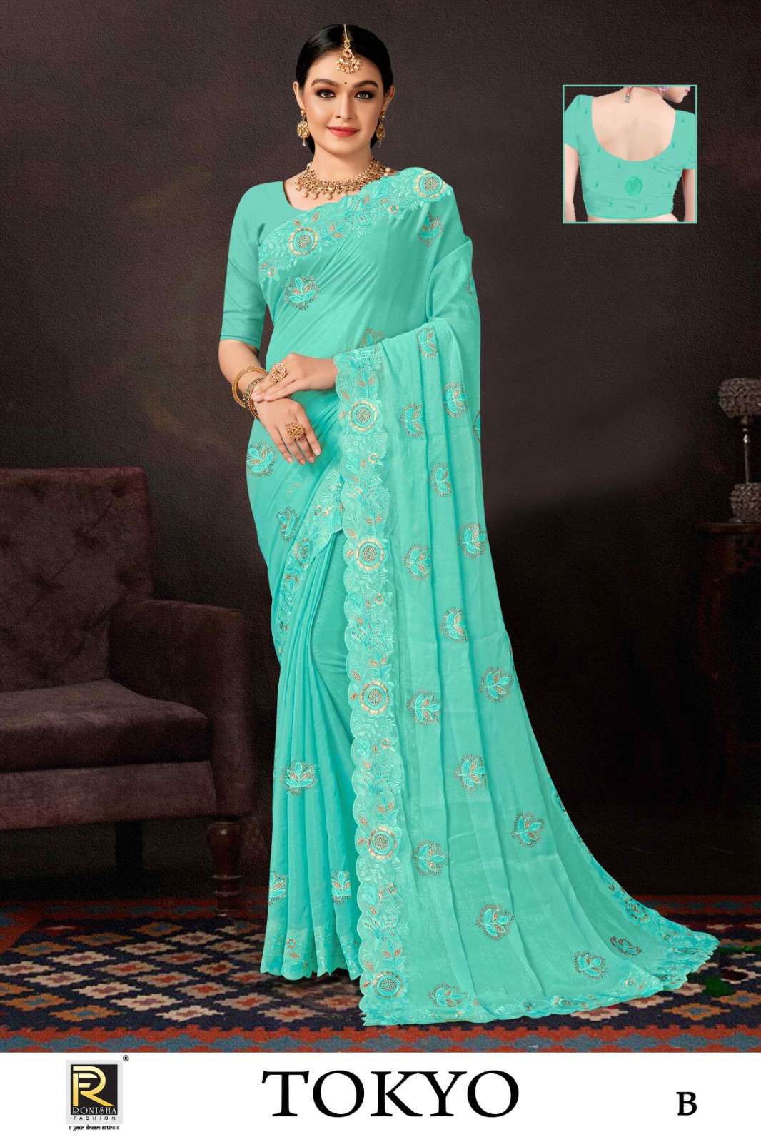 TOKYO  BY RONISHA SAREE  FANCY FABRICS  SIROSKI DIAMOND AND EMBROIDERY WORK SUPER HIT COLLECTION 