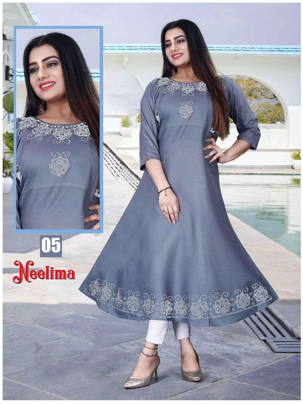 Kinti Fashion Leheriya Umbrella Cut Designer Fancy Kurtis New Catalogue  Collection Surat