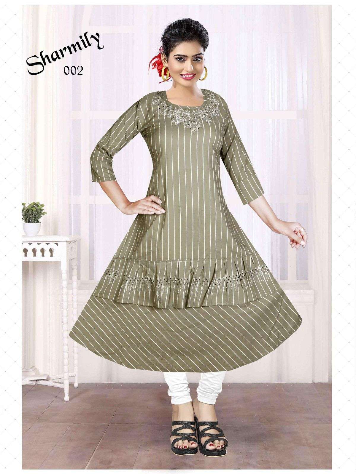 Trendy Sharmily Fancy Fabric Ston Work Kurti Wholesale catalog