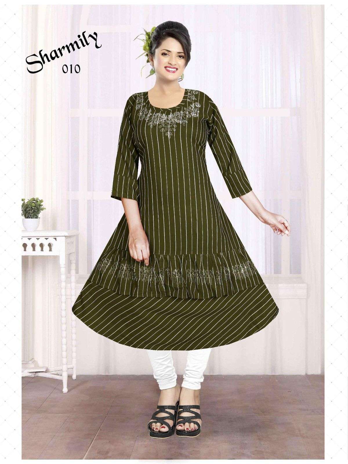 Trendy Sharmily Fancy Fabric Ston Work Kurti Wholesale catalog