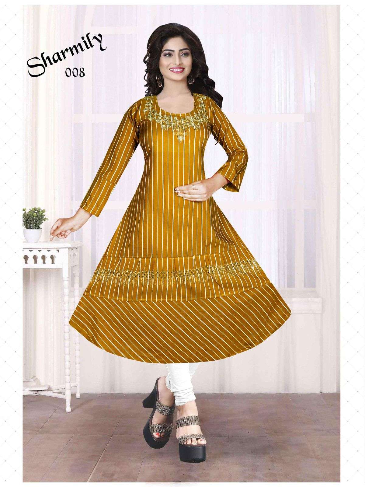 Trendy Sharmily Fancy Fabric Ston Work Kurti Wholesale catalog