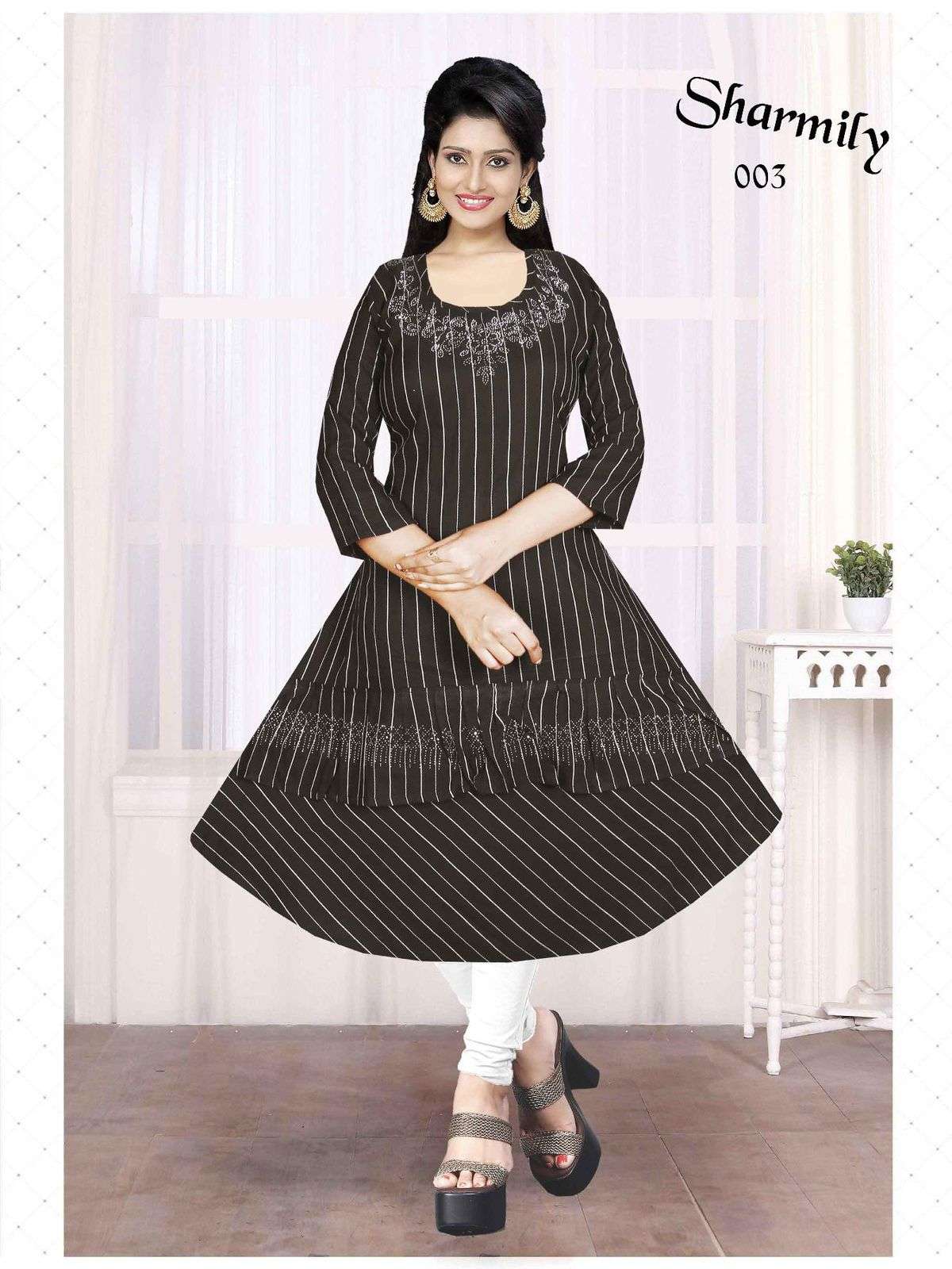 Trendy Sharmily Fancy Fabric Ston Work Kurti Wholesale catalog