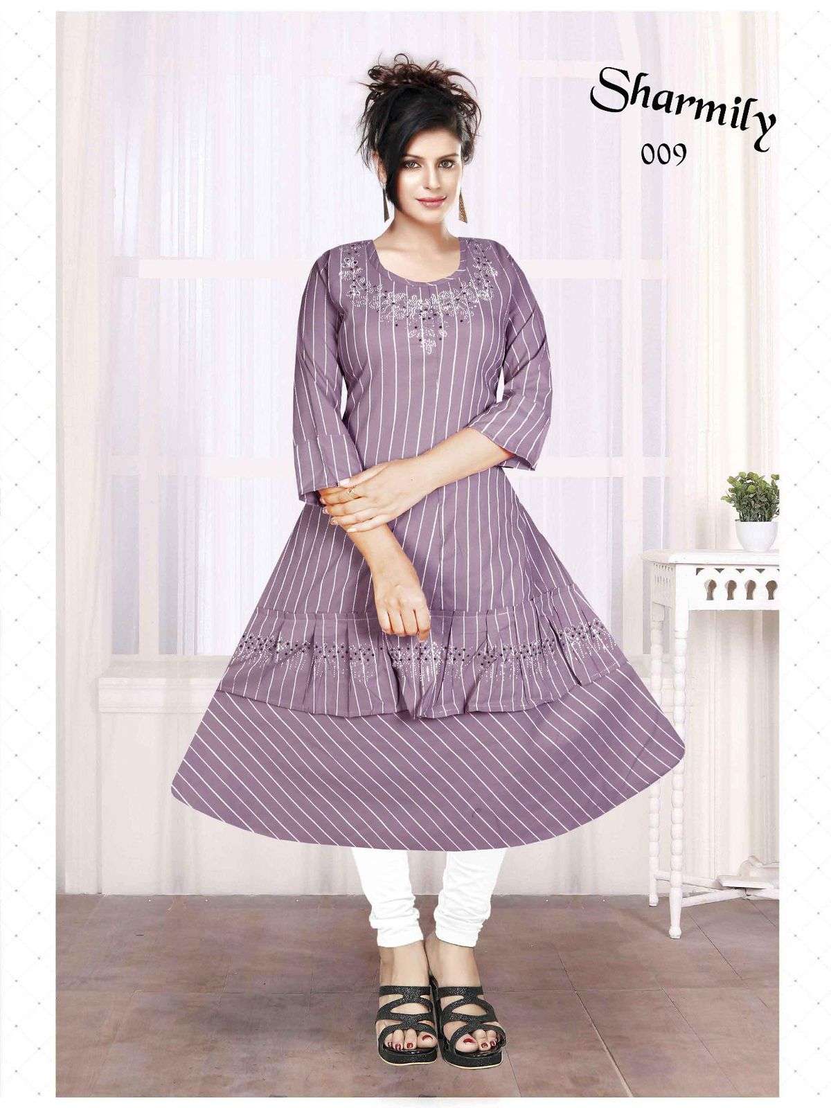 Trendy Sharmily Fancy Fabric Ston Work Kurti Wholesale catalog