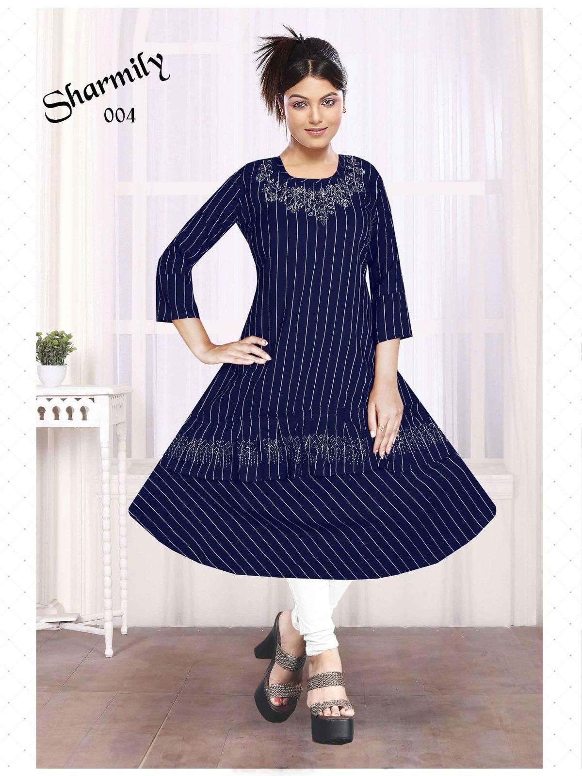 Trendy Sharmily Fancy Fabric Ston Work Kurti Wholesale catalog