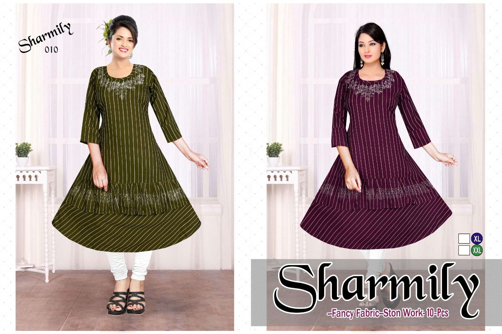 Trendy Sharmily Fancy Fabric Ston Work Kurti Wholesale catalog