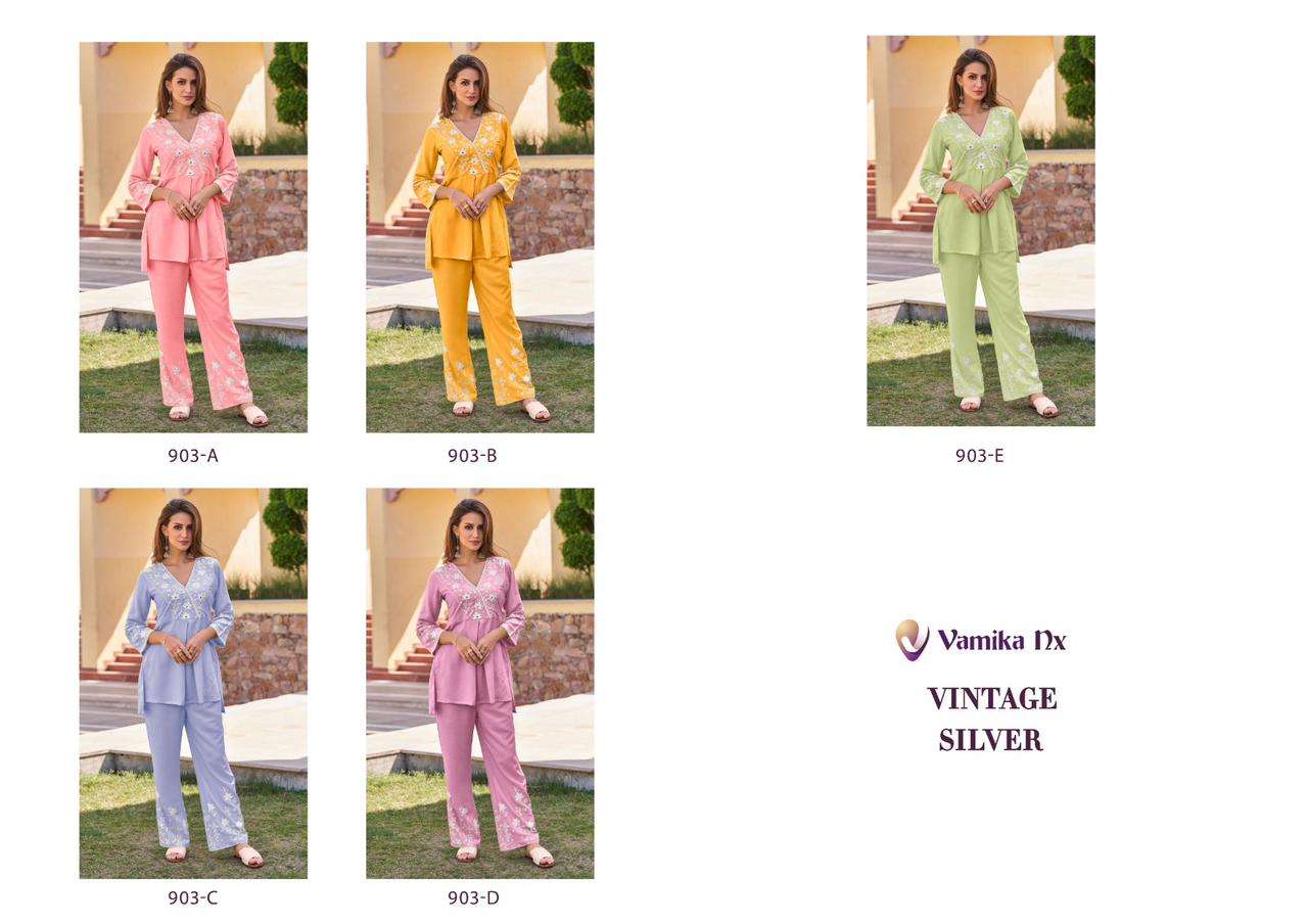Vamika Nx Vintage Silver Co-Ord Set Kurti Wholesale catalog