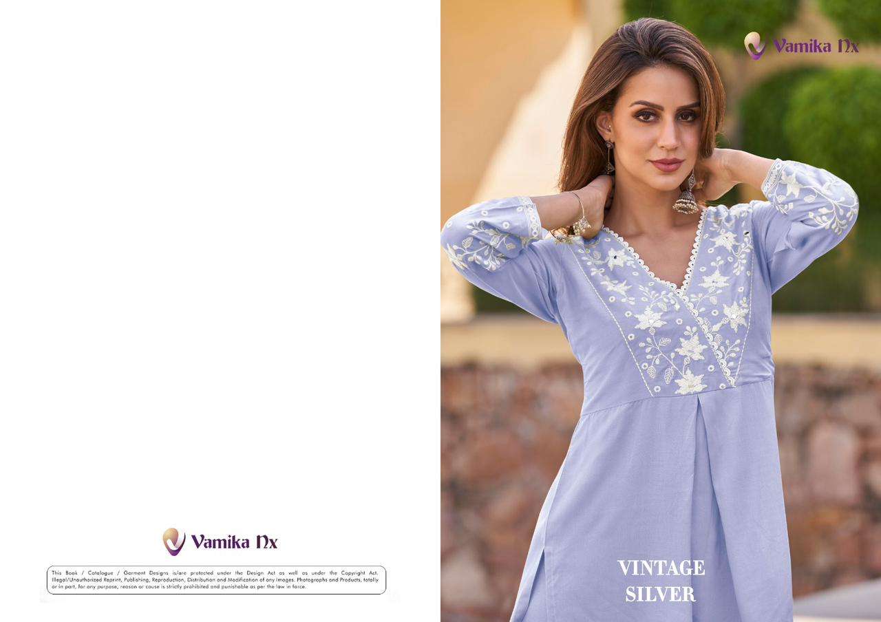 Vamika Nx Vintage Silver Co-Ord Set Kurti Wholesale catalog