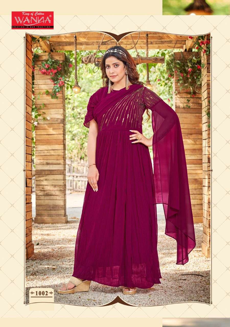 Wanna Pink Super Fancy Gown Kurti Wholesale catalog
