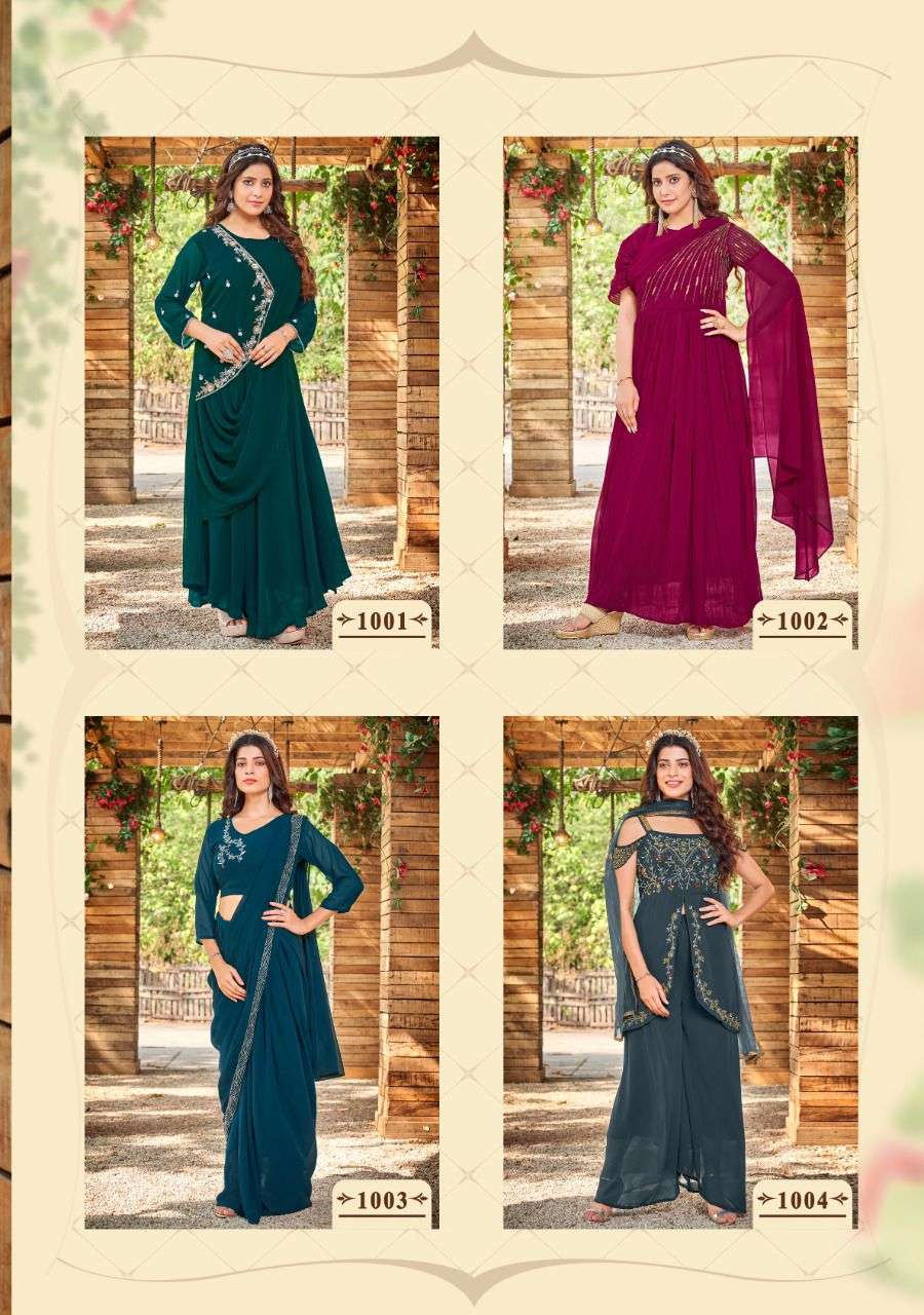 Wanna Pink Super Fancy Gown Kurti Wholesale catalog