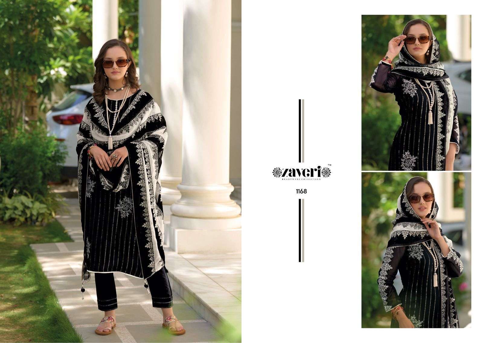 Zaveri presents NOOR BLACK - WHITE Salwar Kameez Wholesale catalog