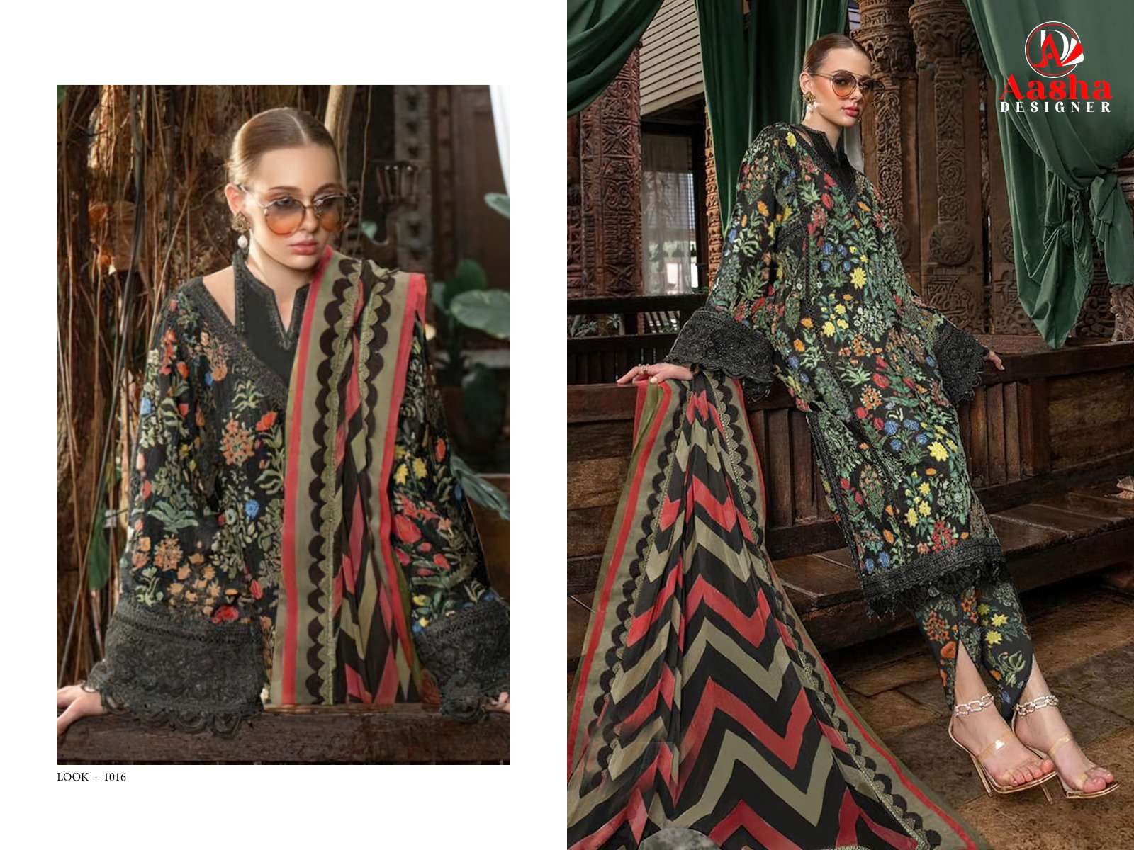 Aasha M Print Vol 3 Chiffon Duppata Pakstani Salwar Suit Wholesale catalog