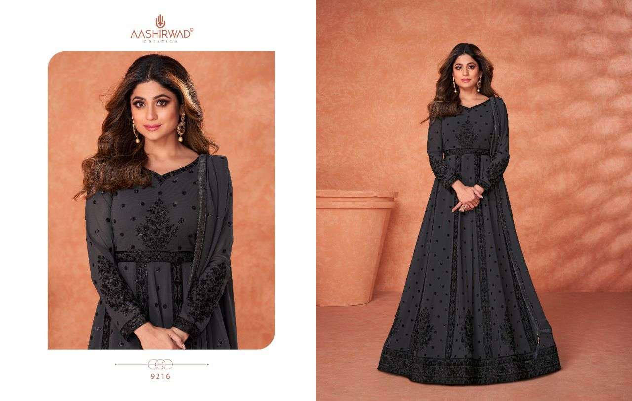 AASHIRWAD CREATION DISHA REAL GEORGETTE HEAVY DESIGNER READY MADE GOWN  SUITS WHOLESALER at Rs 2499/piece | Aashirwad Creations Salwar Kameez in  Surat | ID: 2850828114212