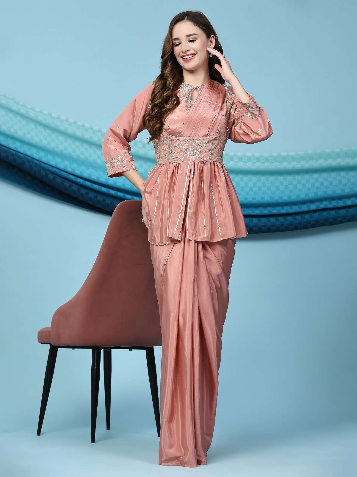 Amoha Trendz 268 Silk Satin Ready To Wear Saree Collection Wholesale catalog