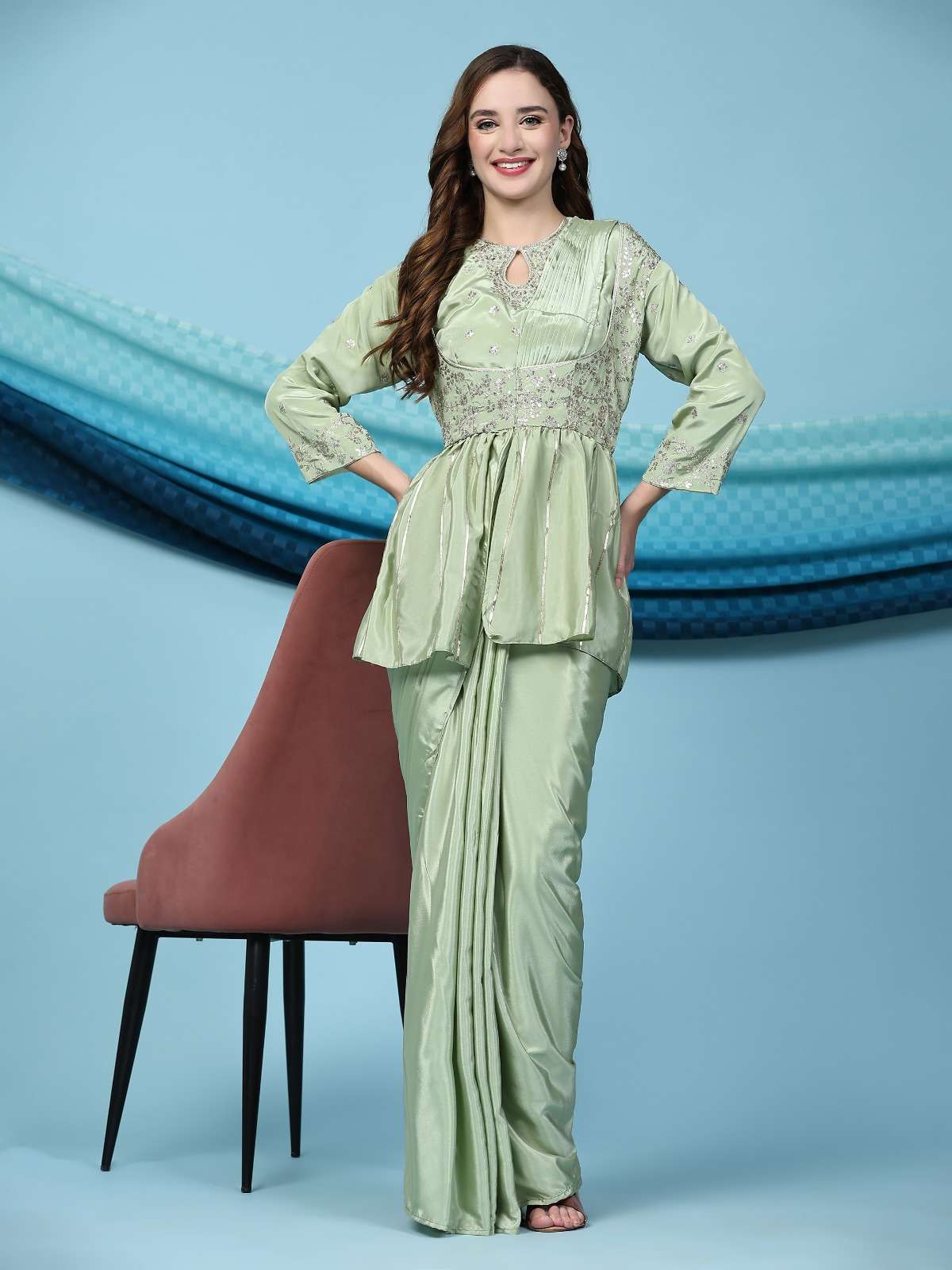 Amoha Trendz 268 Silk Satin Ready To Wear Saree Collection Wholesale catalog