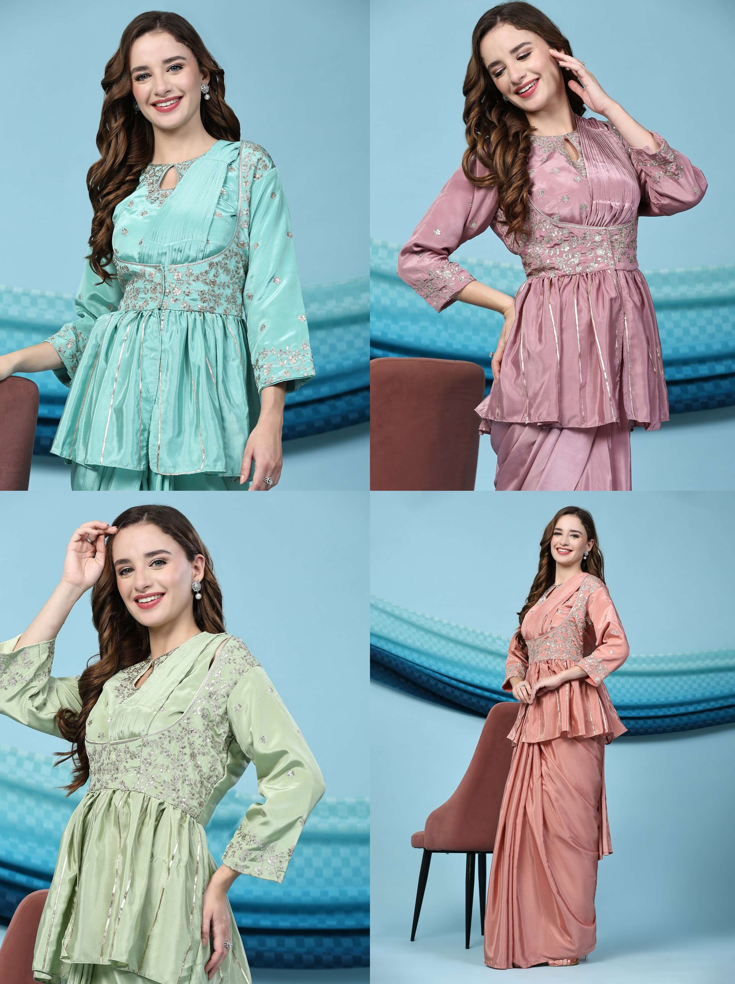 Amoha Trendz 268 Silk Satin Ready To Wear Saree Collection Wholesale catalog