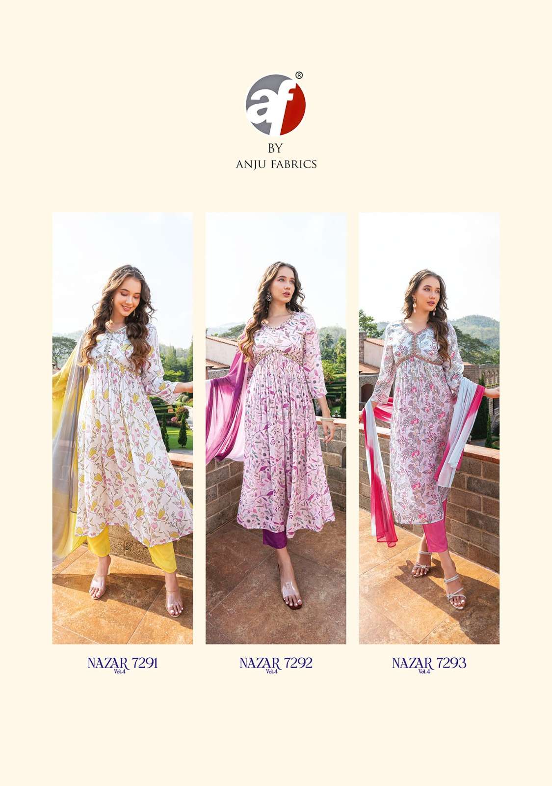 Anju Nazar Vol-4 Alia Cut Kurti Pant with Dupatta Wholesale catalog