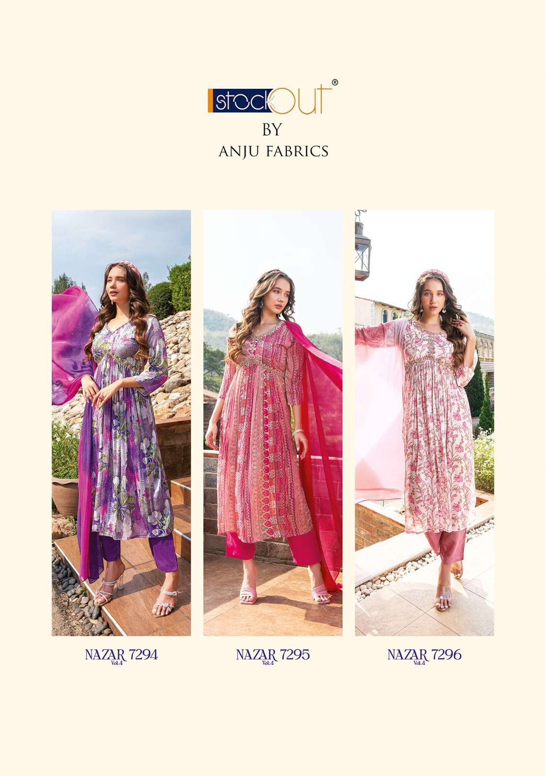 Anju Nazar Vol-4 Alia Cut Kurti Pant with Dupatta Wholesale catalog