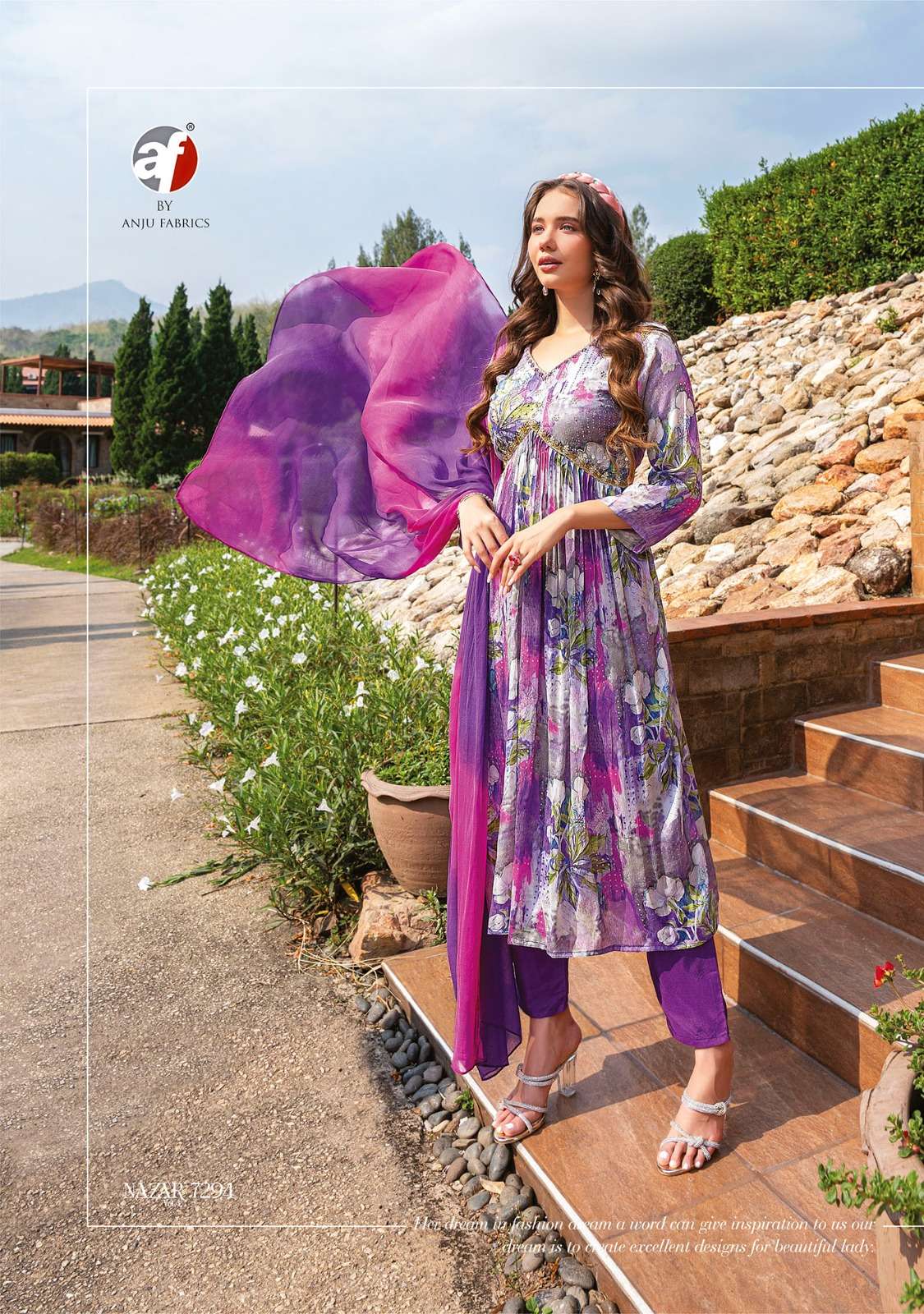 Anju Nazar Vol-4 Alia Cut Kurti Pant with Dupatta Wholesale catalog