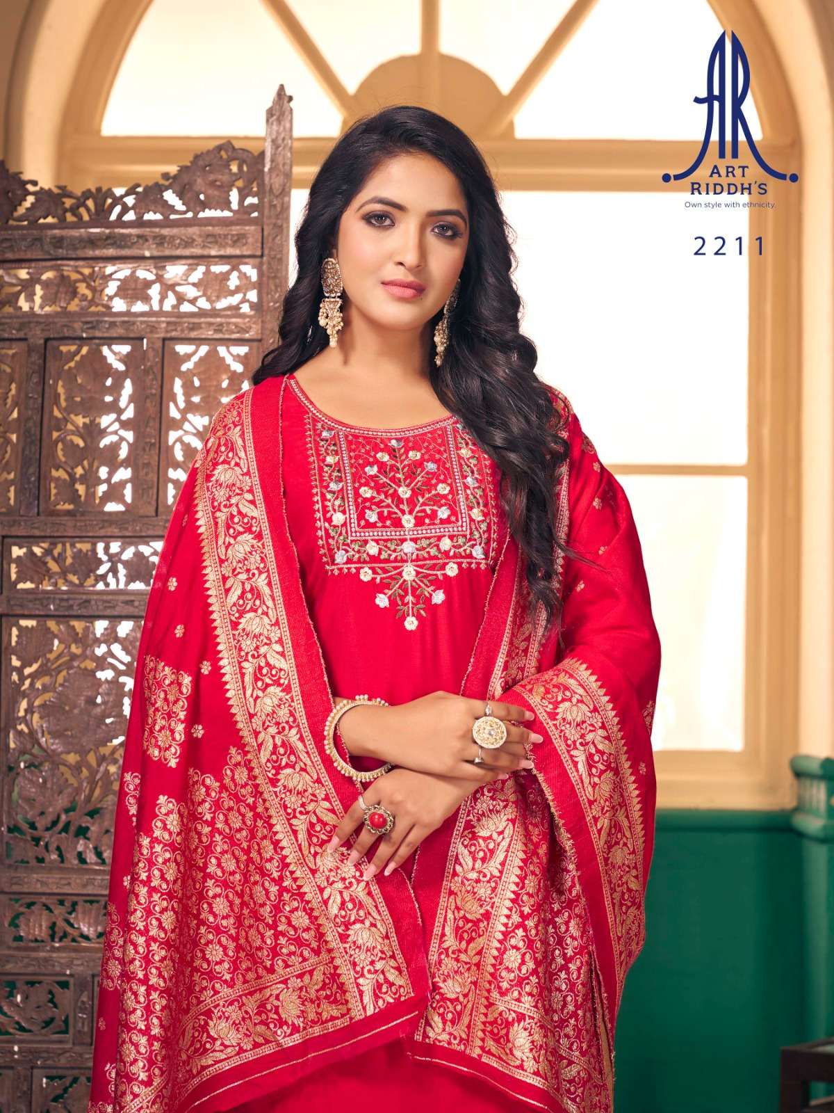 Art Ridh Vol -2 Pure modal chanderi with jecard duppta Kurti Wholesale catalog