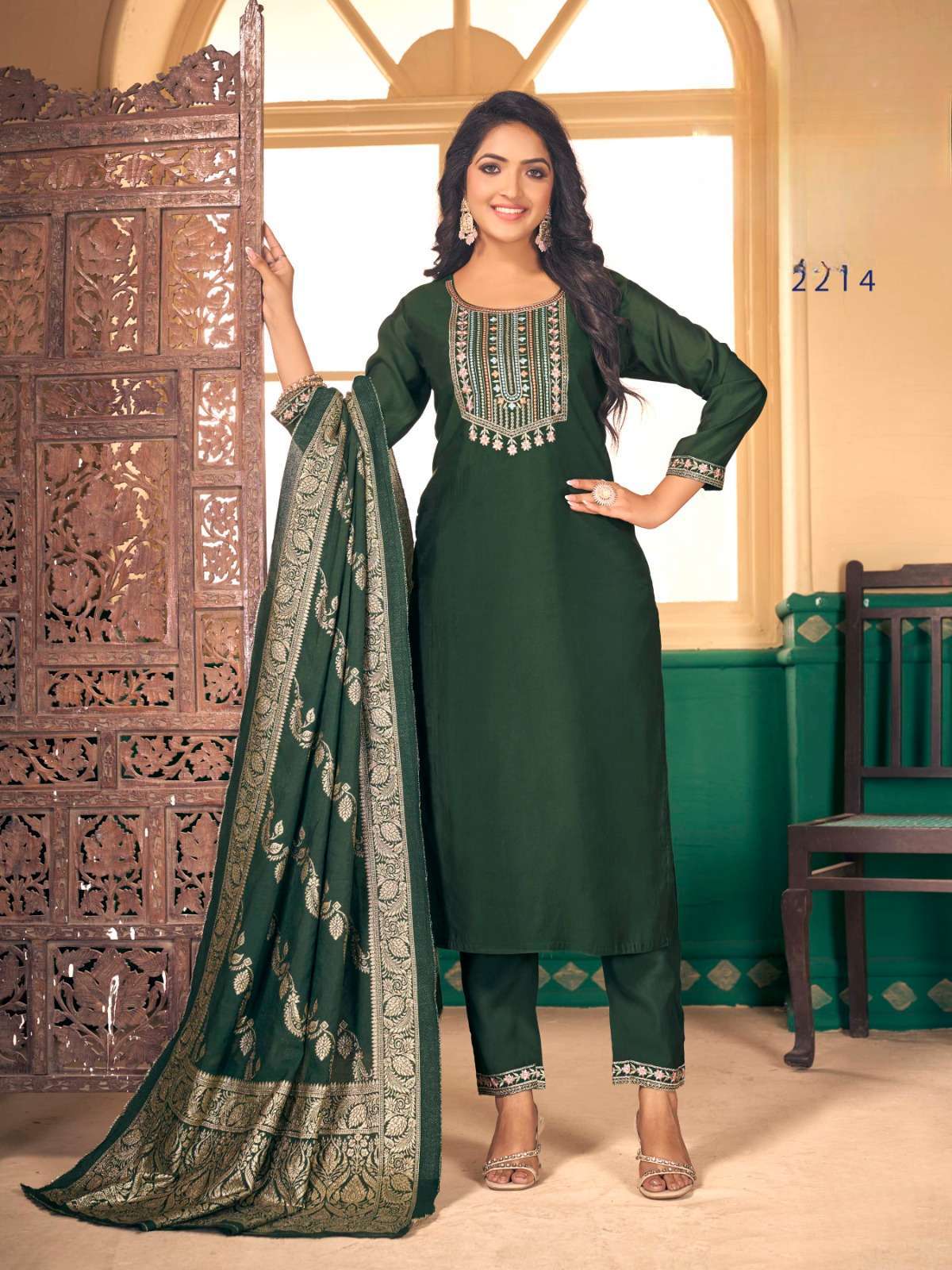 Art Ridh Vol -4 Pure modal chanderi with jecard duppta Kurti Wholesale catalog