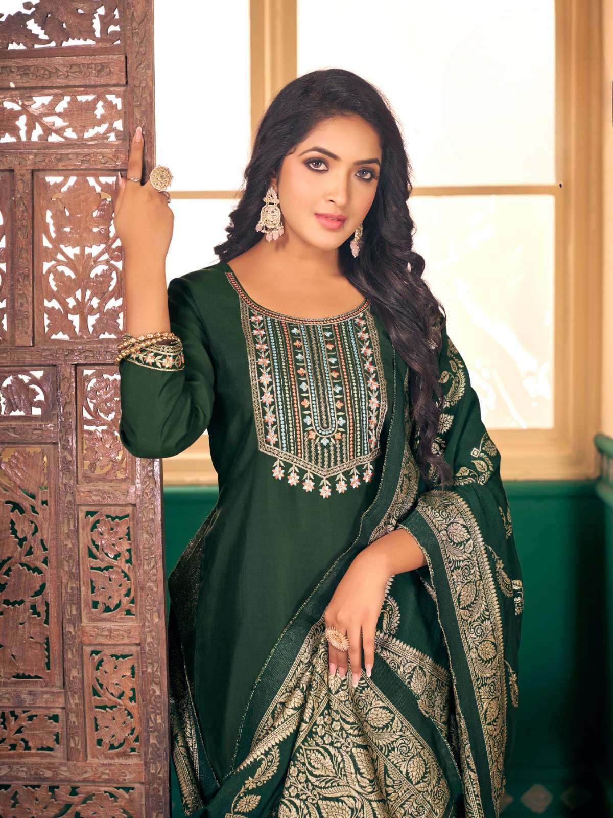 Art Ridh Vol -4 Pure modal chanderi with jecard duppta Kurti Wholesale catalog