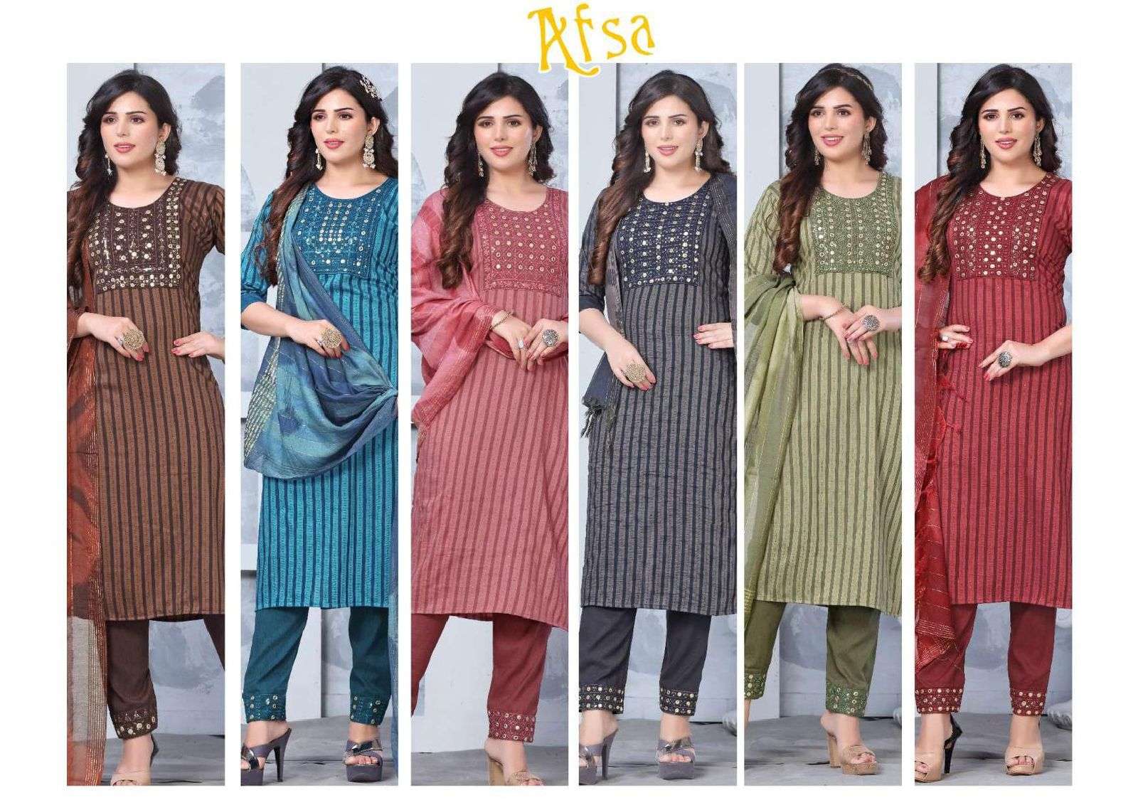 BEAUTY QUEEN AFSA Fancy Fabric With Embroidery Work Kurti Wholesale catalog