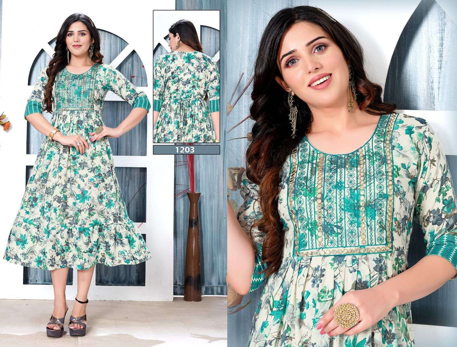 BEAUTY QUEEN ICE-CREAM CAPSULE FOIL PRINT KURTI WHOLESALE CATALOG