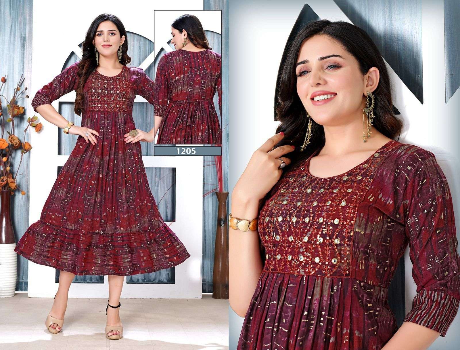 BEAUTY QUEEN ICE-CREAM CAPSULE FOIL PRINT KURTI WHOLESALE CATALOG