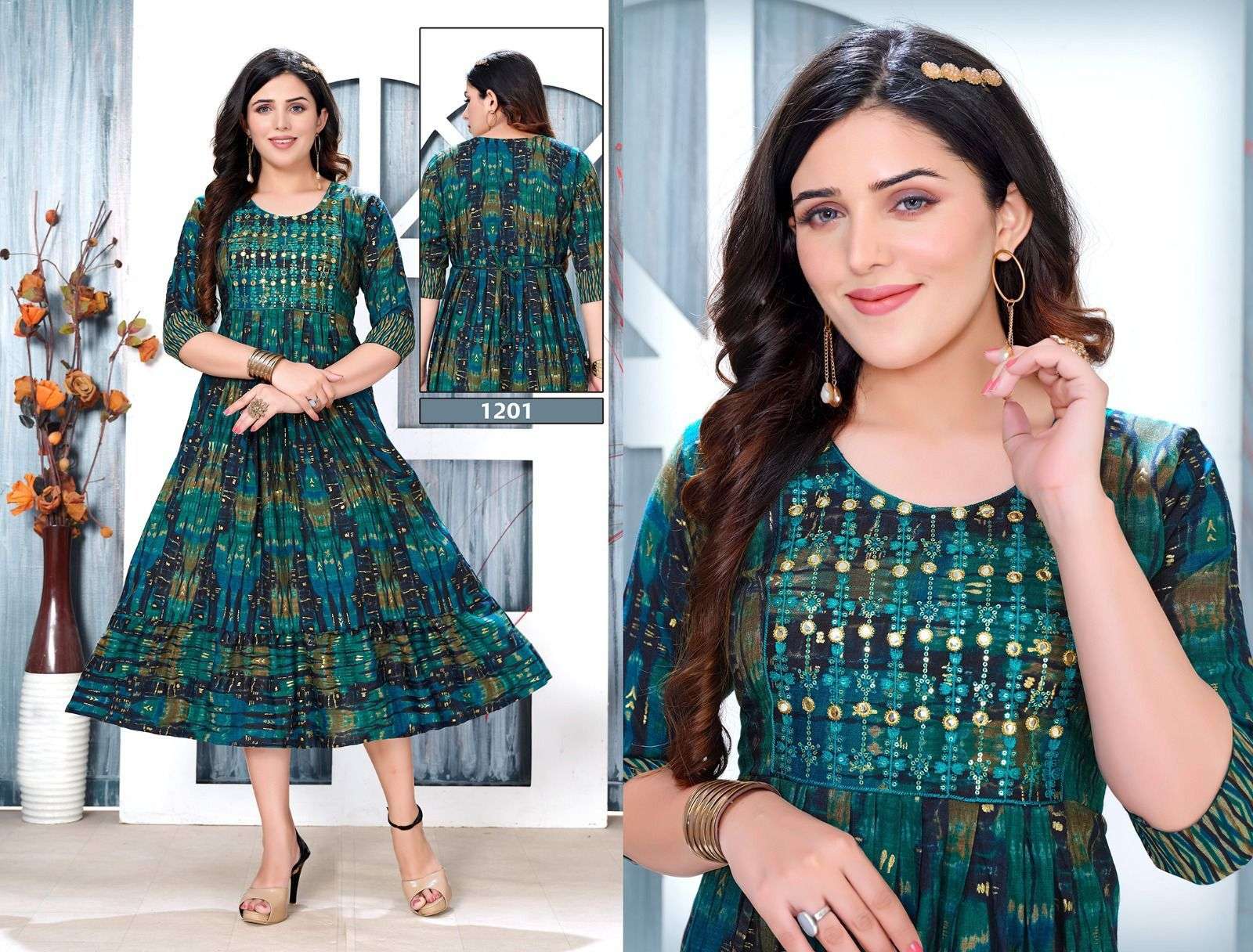 BEAUTY QUEEN ICE-CREAM CAPSULE FOIL PRINT KURTI WHOLESALE CATALOG