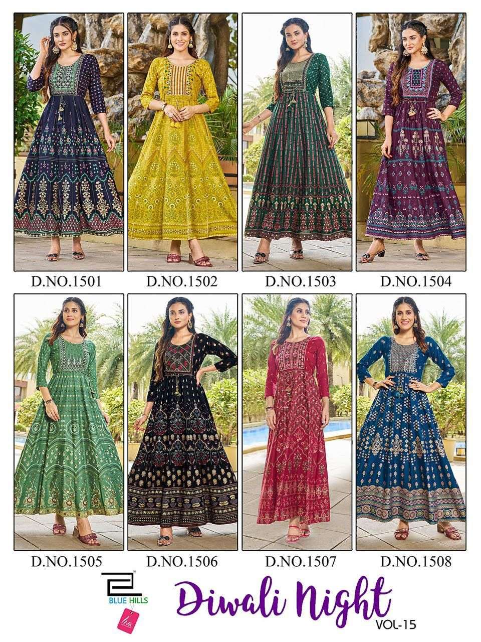 BLUE HILLS Diwali night VOL -15  Gown Kurti Wholesale catalog