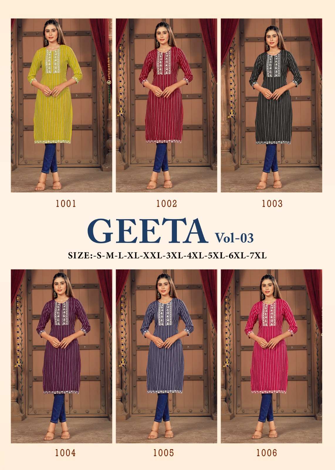 GEETA  V-3 Kurti Wholesale catalog