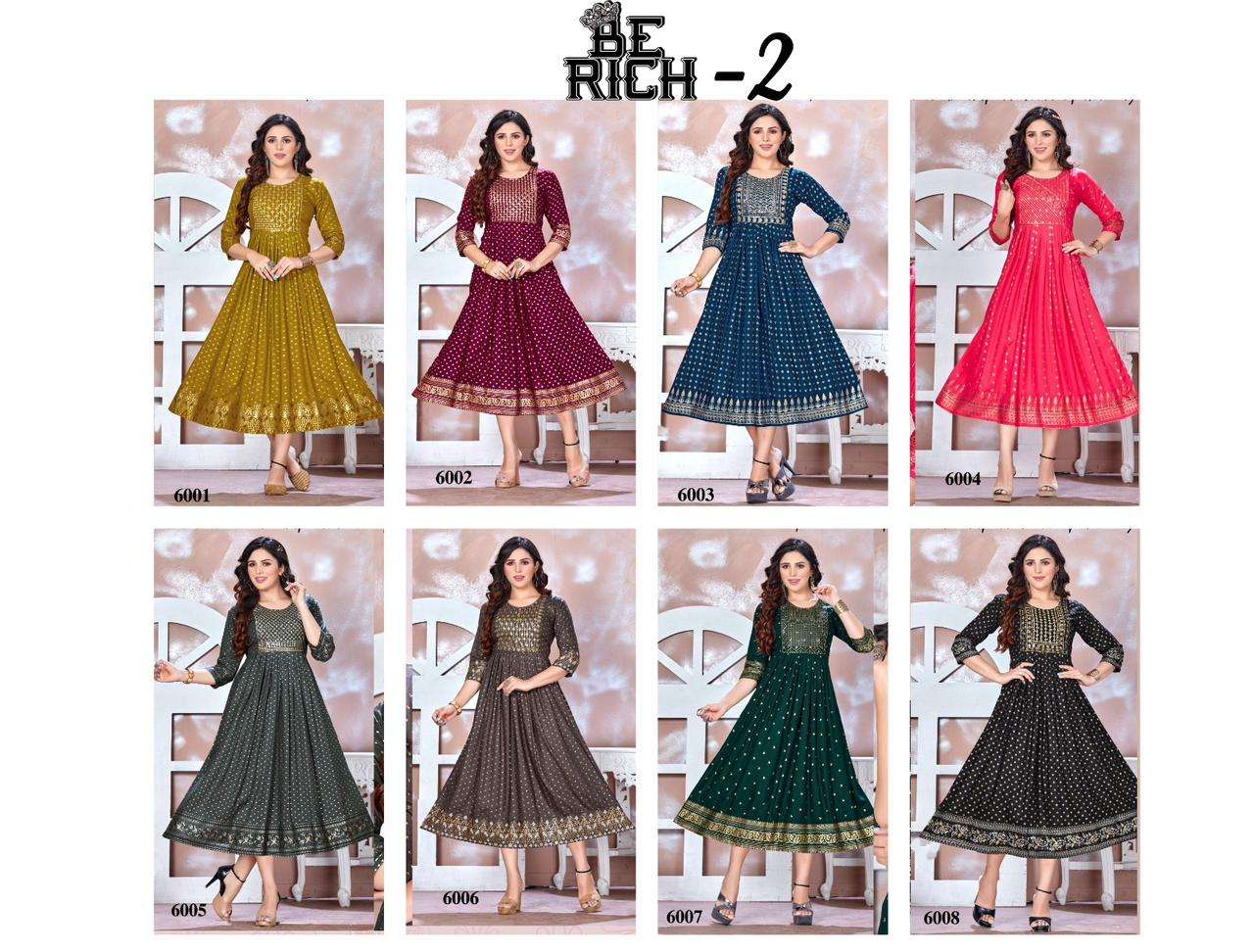 GOLDEN BE RICH 2 Rayon 14 Kg  Foil Prints Kurti Wholesale  catalog