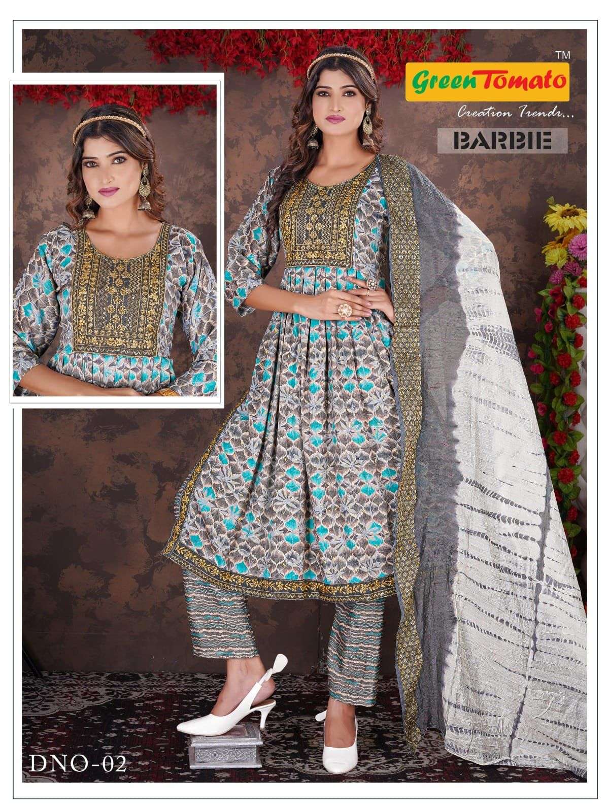 GREEN TOMATO BARBIE Vol-1 Naira Cut Kurti Wholesale catalog