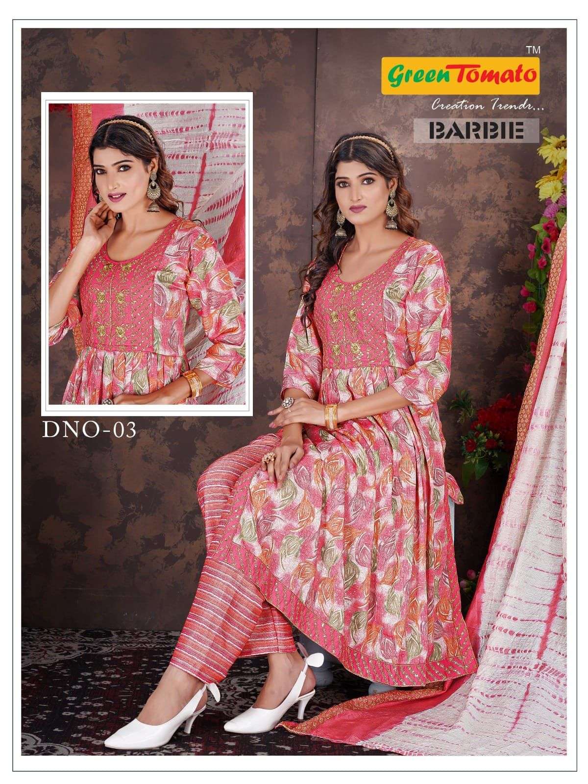 GREEN TOMATO BARBIE Vol-1 Naira Cut Kurti Wholesale catalog