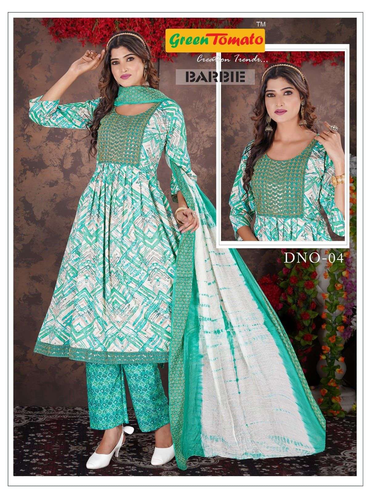 GREEN TOMATO BARBIE Vol-1 Naira Cut Kurti Wholesale catalog