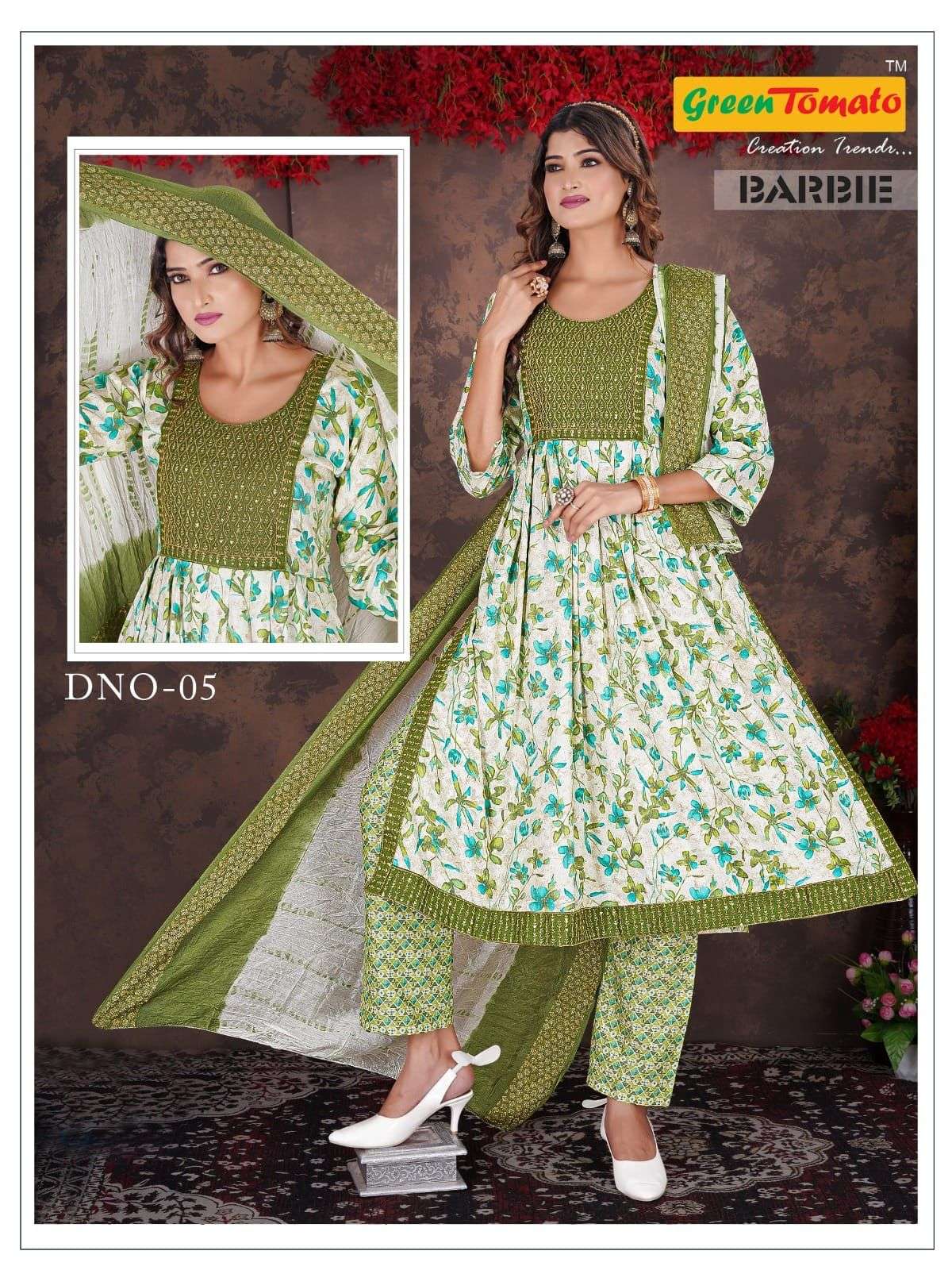 GREEN TOMATO BARBIE Vol-1 Naira Cut Kurti Wholesale catalog