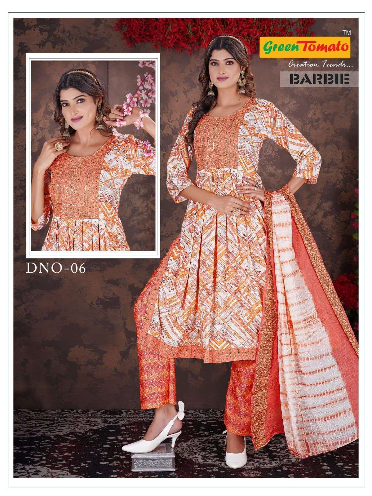 GREEN TOMATO BARBIE Vol-1 Naira Cut Kurti Wholesale catalog