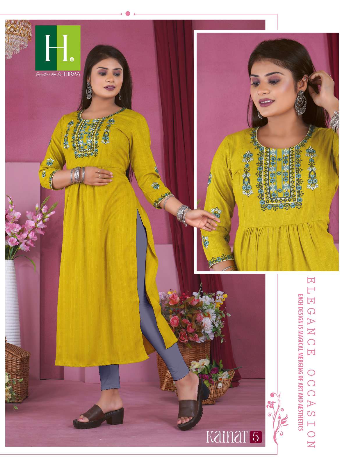 HIRWA  KAINAT Naira cut Kurti Wholesale catalog