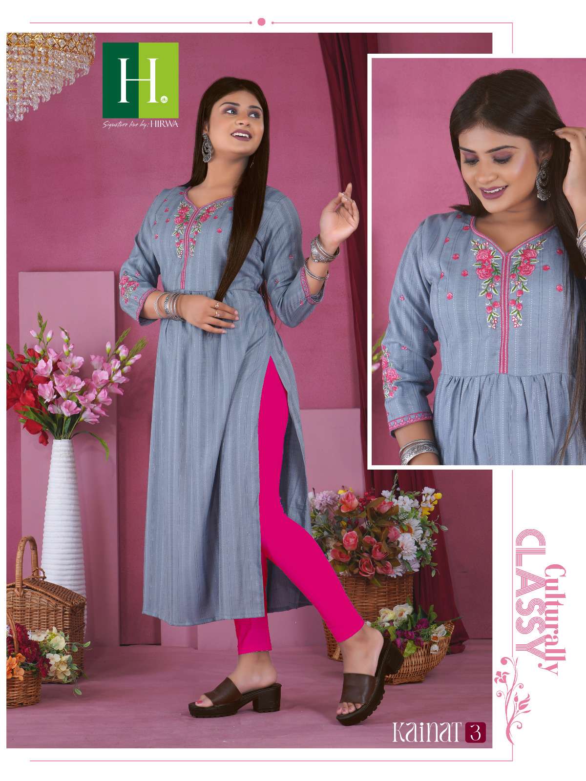 HIRWA  KAINAT Naira cut Kurti Wholesale catalog