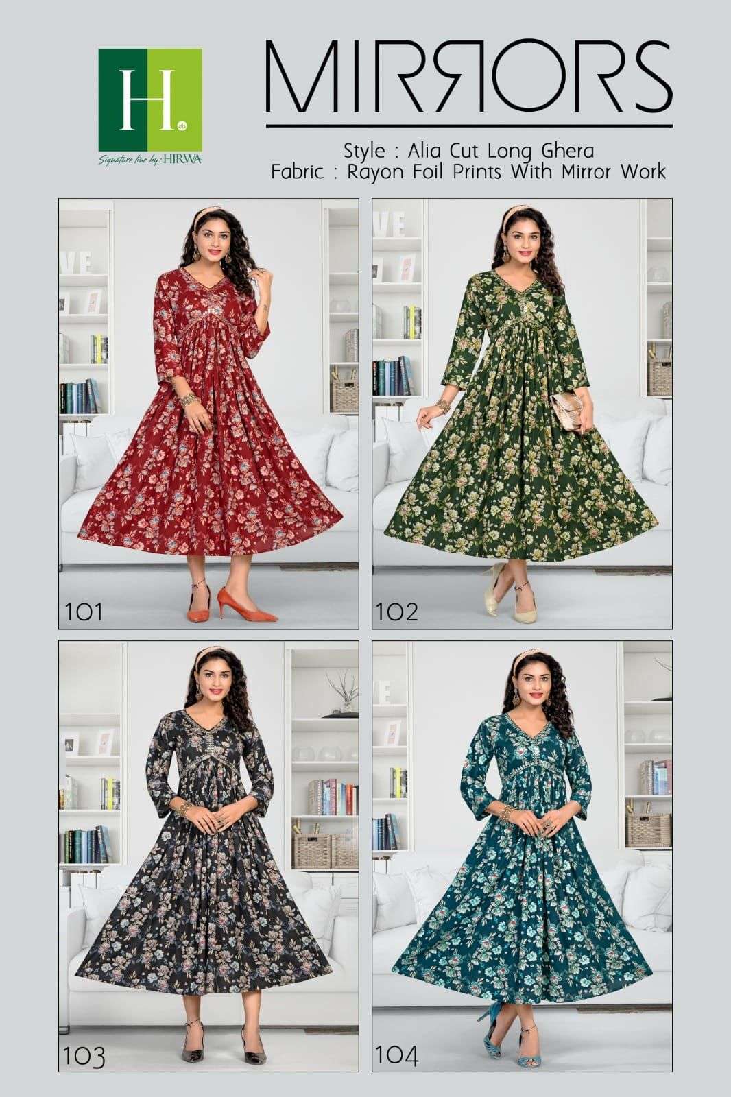 HIRWA MIRRORS ALIA Cut Kurti Wholesale catalog