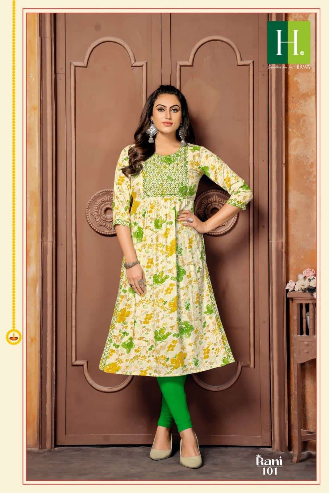 HIRWA  Rani Naira cut Kurti Wholesale catalog