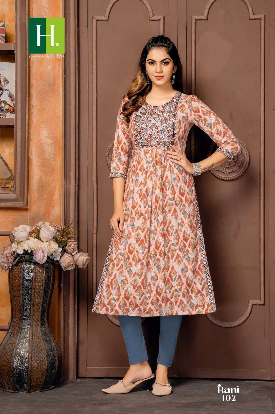 HIRWA  Rani Naira cut Kurti Wholesale catalog