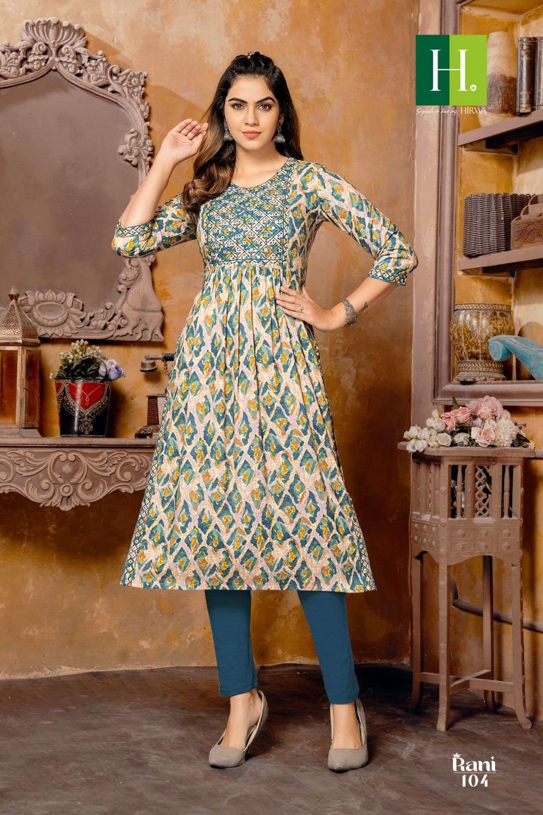HIRWA  Rani Naira cut Kurti Wholesale catalog