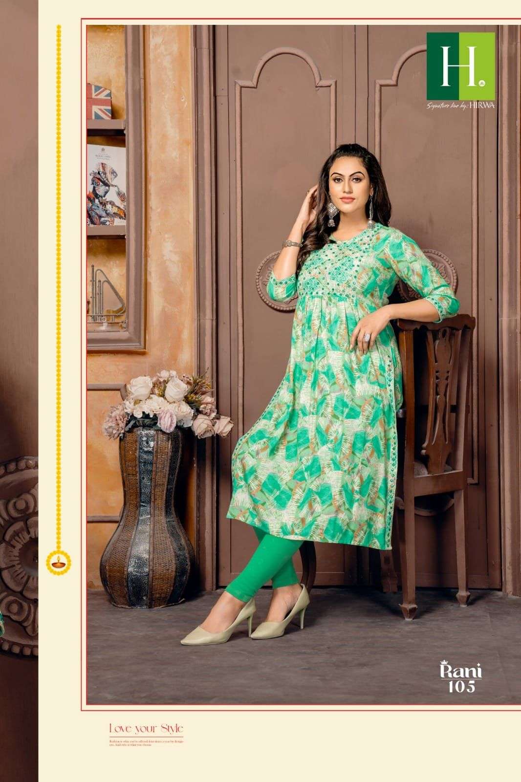 HIRWA  Rani Naira cut Kurti Wholesale catalog