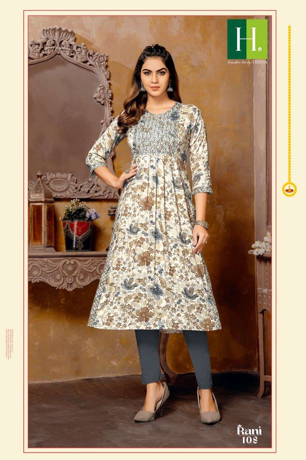 HIRWA  Rani Naira cut Kurti Wholesale catalog