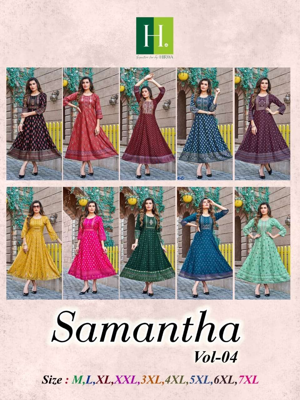 HIRWA SAMANTHA vol-4 Anarkali Kurti Wholesale catalog
