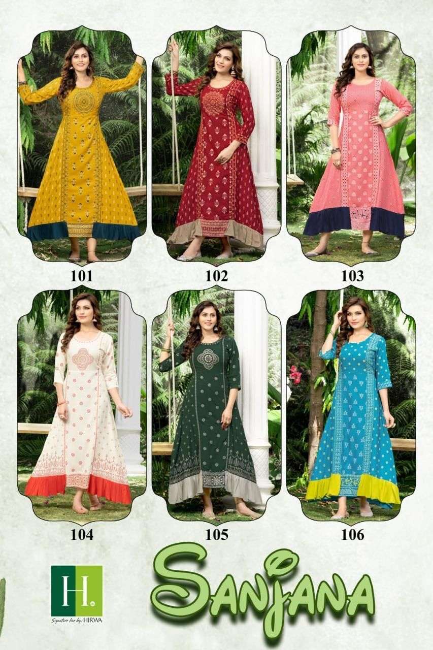 HIRWA  SANJANA Kurti Wholesale catalog