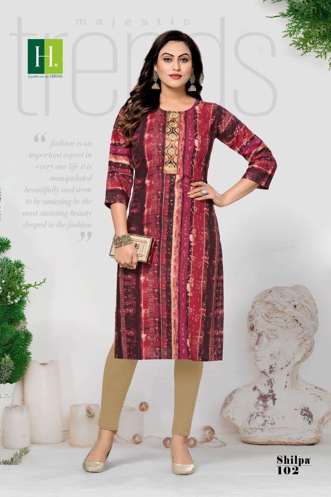 HIRWA  SHILPA Kurti Wholesale catalog