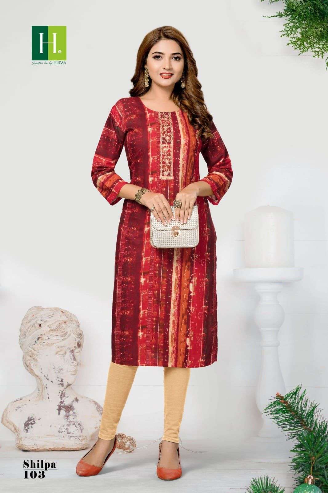 HIRWA  SHILPA Kurti Wholesale catalog